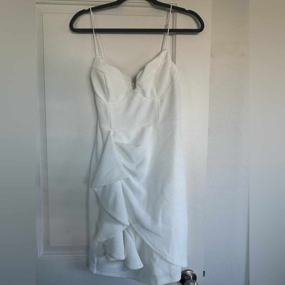 Selfie Leslie Sweet Embrace Structured Bodice Ruffle Dress White